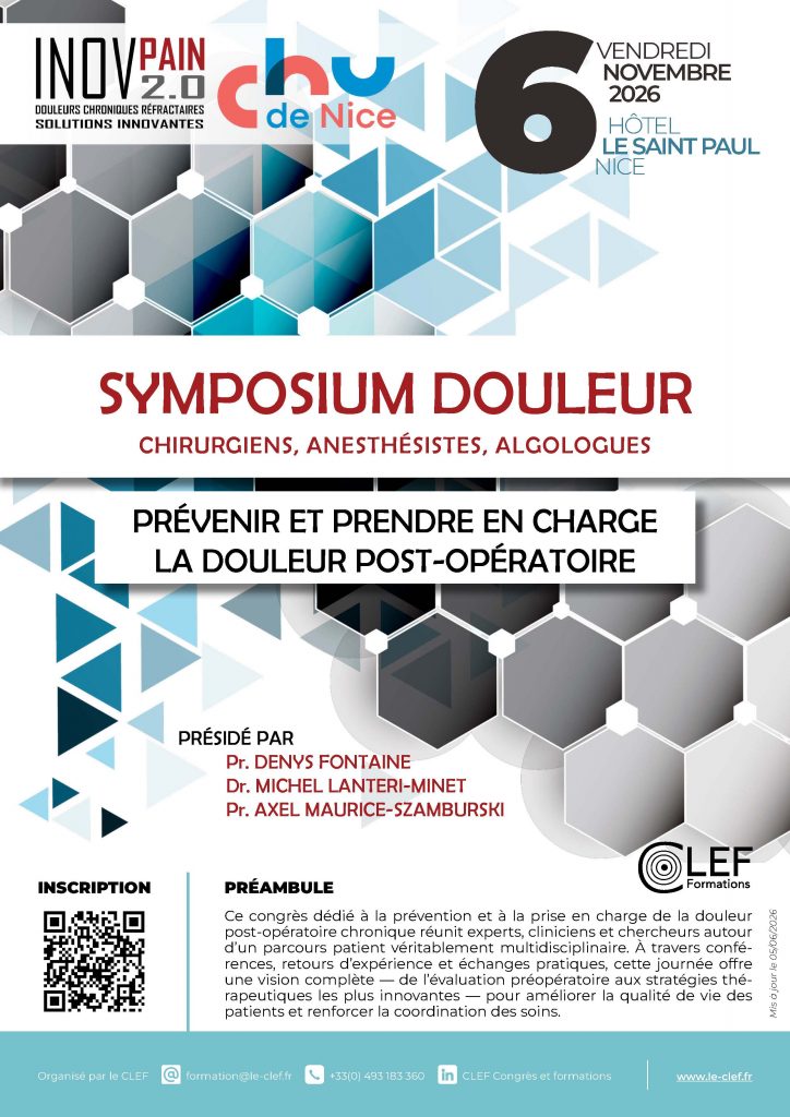 Affiche symposium douleur Nice CLEF